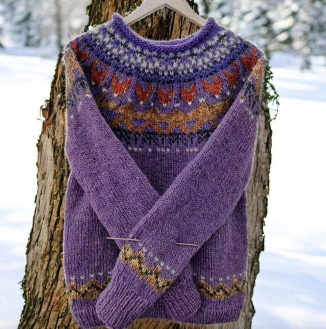 Bella Stride| Mina- Retro Icelandic Jacquard Sweater