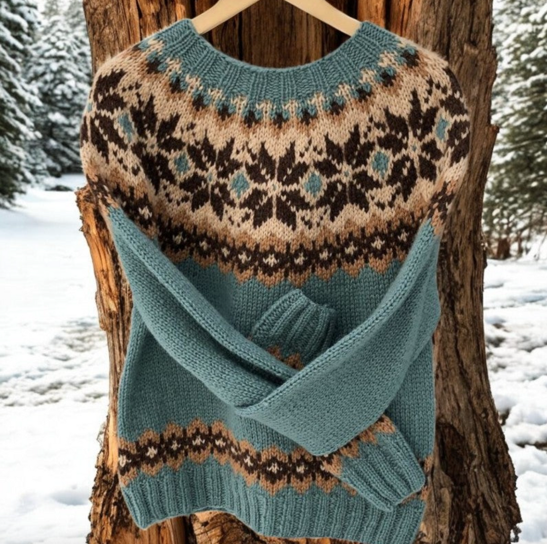 Bella Stride| Ila- Retro Icelandic Knit Jacquard Sweater