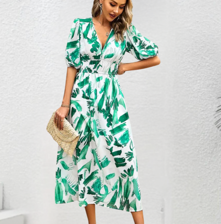 Bella stride|TIMELESS MIDI DRESS WITH PUFF SLEEVES