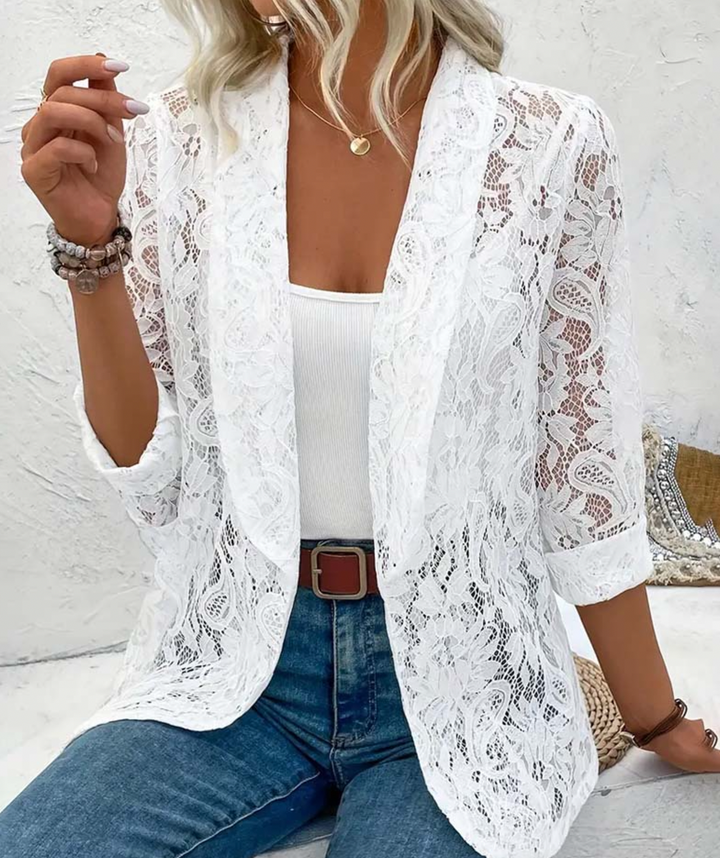 Bella| Elegant plain coat with floral