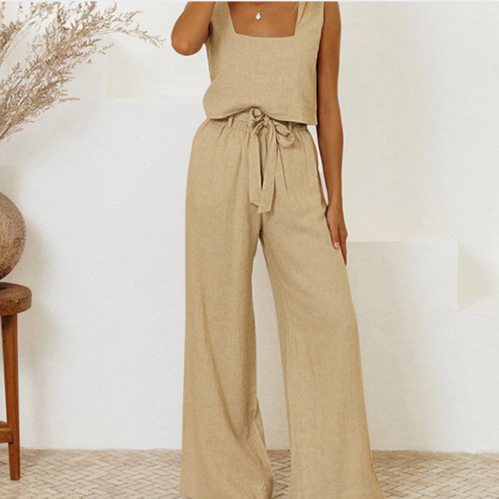 Bella Stride| Megan™ - Minimalist Top and Wide-Leg Pants Set