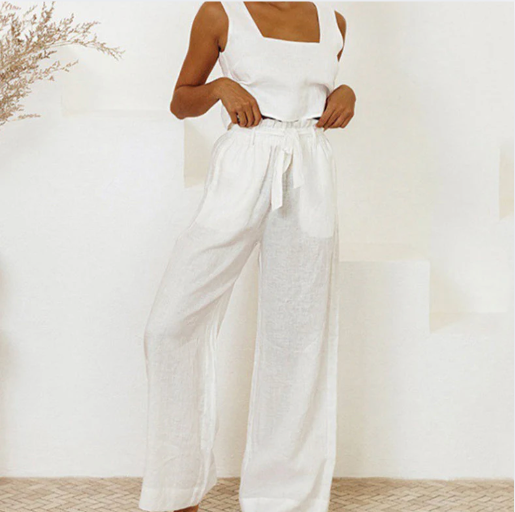 Bella Stride| Megan™ - Minimalist Top and Wide-Leg Pants Set