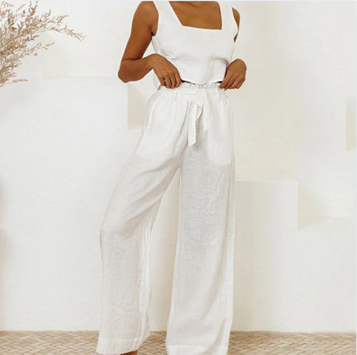 Bella Stride| Megan™ - Minimalist Top and Wide-Leg Pants Set