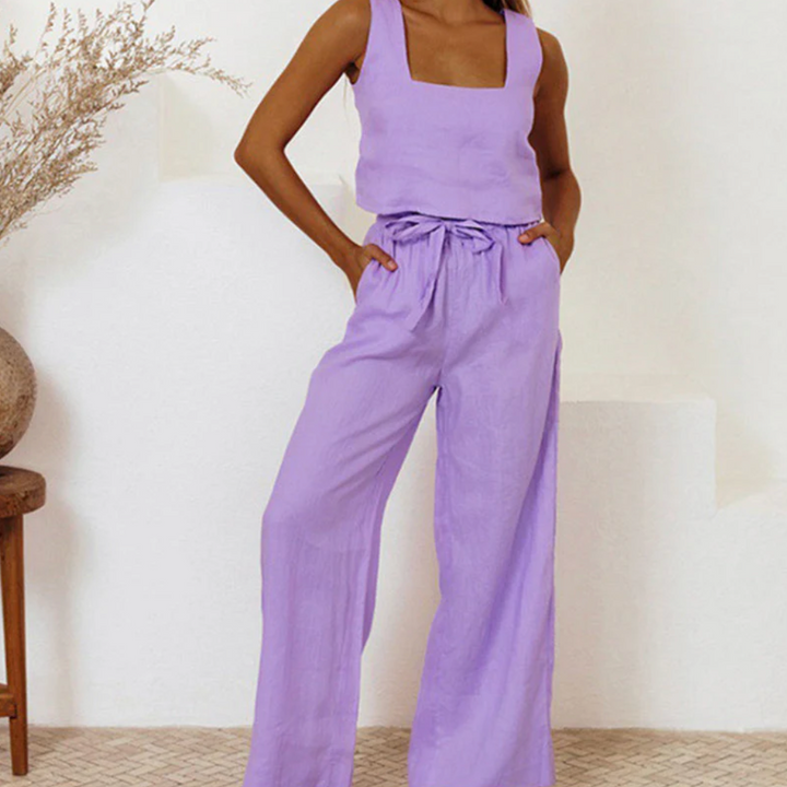 Bella Stride| Megan™ - Minimalist Top and Wide-Leg Pants Set