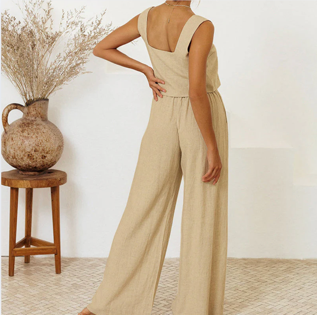 Bella Stride| Megan™ - Minimalist Top and Wide-Leg Pants Set
