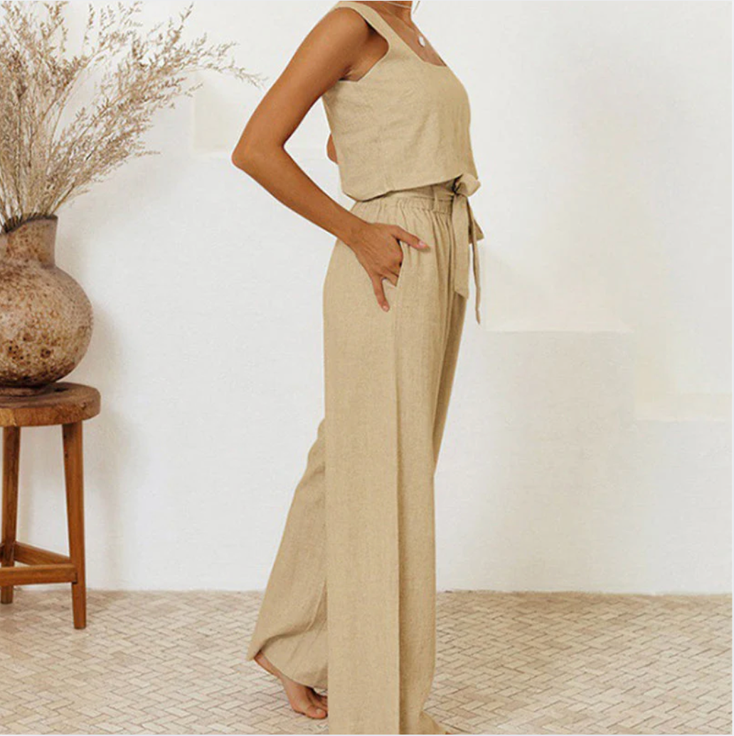 Bella Stride| Megan™ - Minimalist Top and Wide-Leg Pants Set