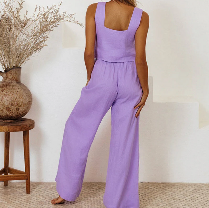 Bella Stride| Megan™ - Minimalist Top and Wide-Leg Pants Set
