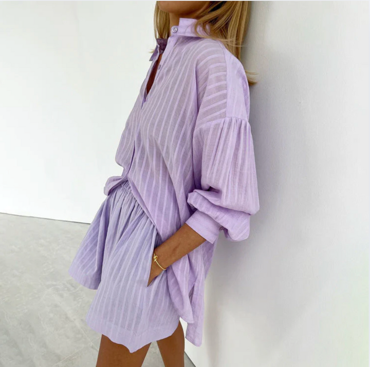 Bella Stride| Viola™ - Breezy Button-Up and Shorts Set