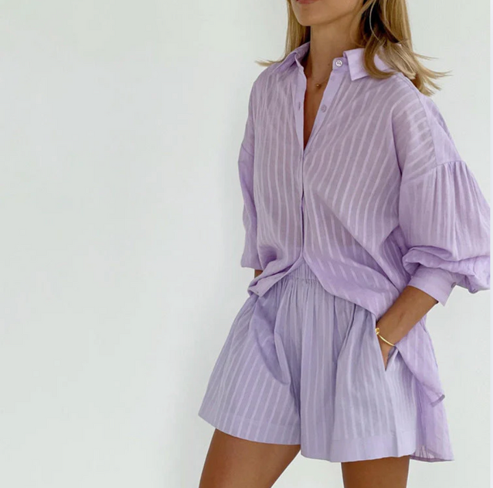 Bella Stride| Viola™ - Breezy Button-Up and Shorts Set