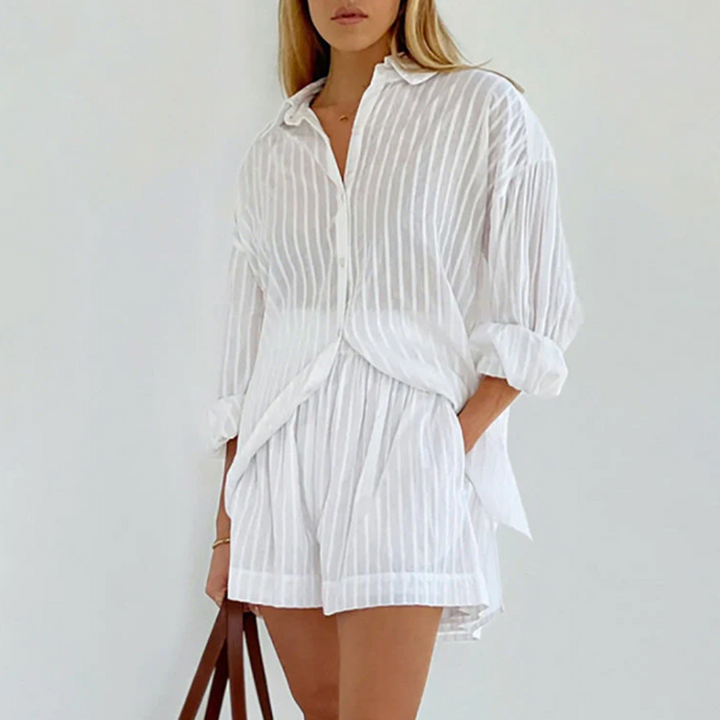 Bella Stride| Viola™ - Breezy Button-Up and Shorts Set
