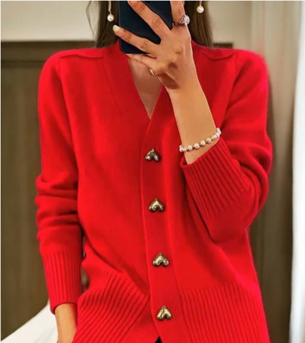 Bella Stride| Zia™ - Heart Button Cardigan