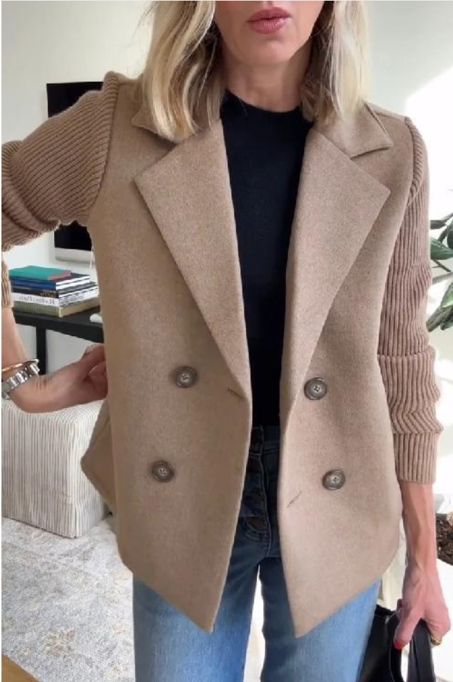 Bella Stride| Harper - Button patchwork sleeves casual coat
