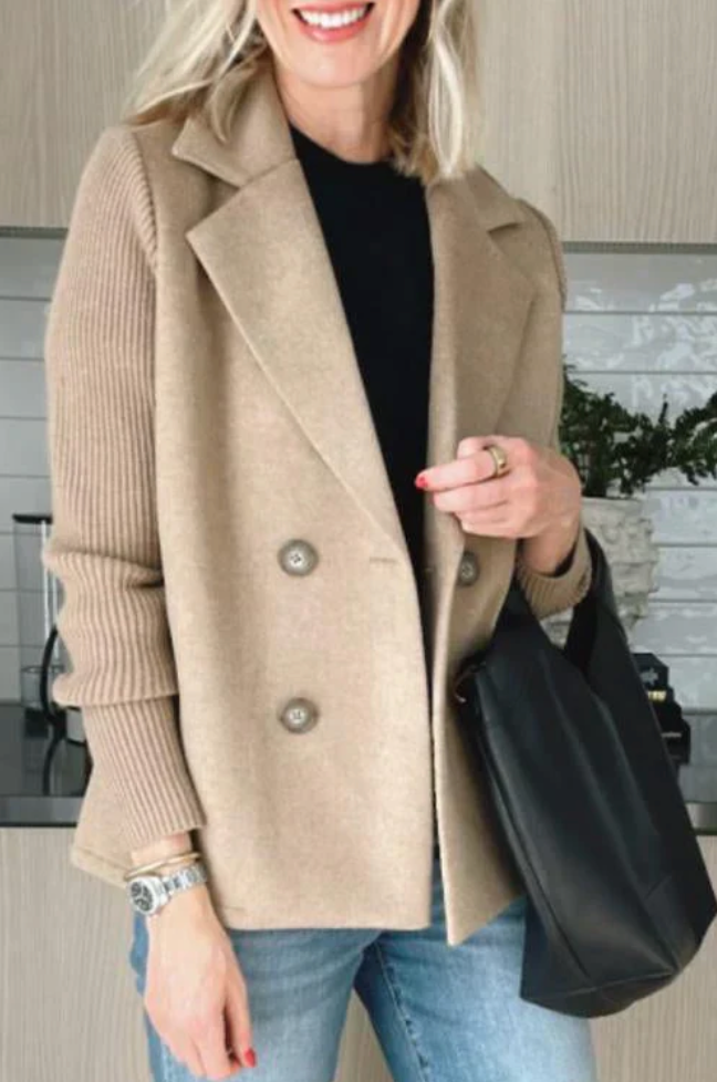 Bella Stride| Harper - Button patchwork sleeves casual coat