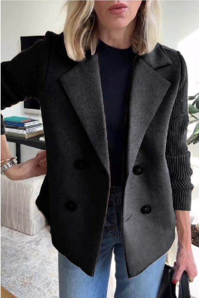 Bella Stride| Harper - Button patchwork sleeves casual coat