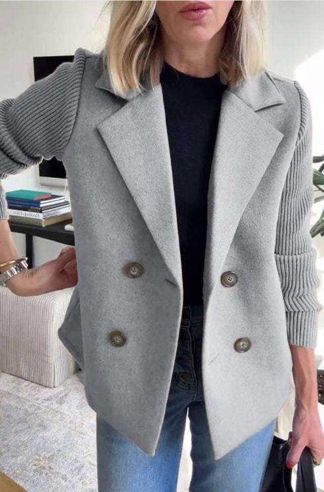 Bella Stride| Harper - Button patchwork sleeves casual coat