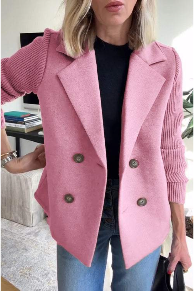 Bella Stride| Harper - Button patchwork sleeves casual coat