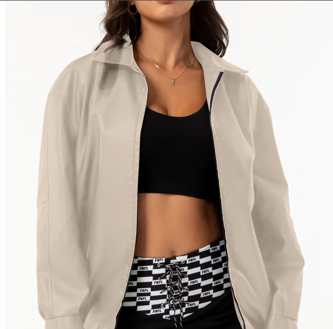 Bella Stride| Drop Shoulder Zip Up Cropped Leather Jacket