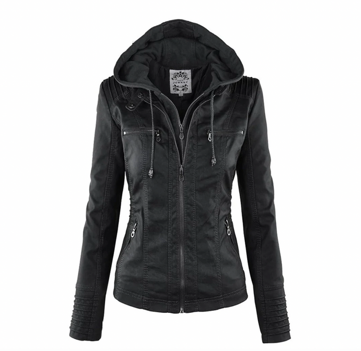 Bella Stride| Olivia™ - Waterproof Women's Leather Jacket with Hood