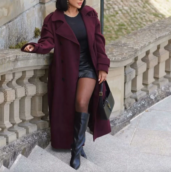 Bella Stride| Burgundy Autumn Coat- Stylish Fall Outerwear