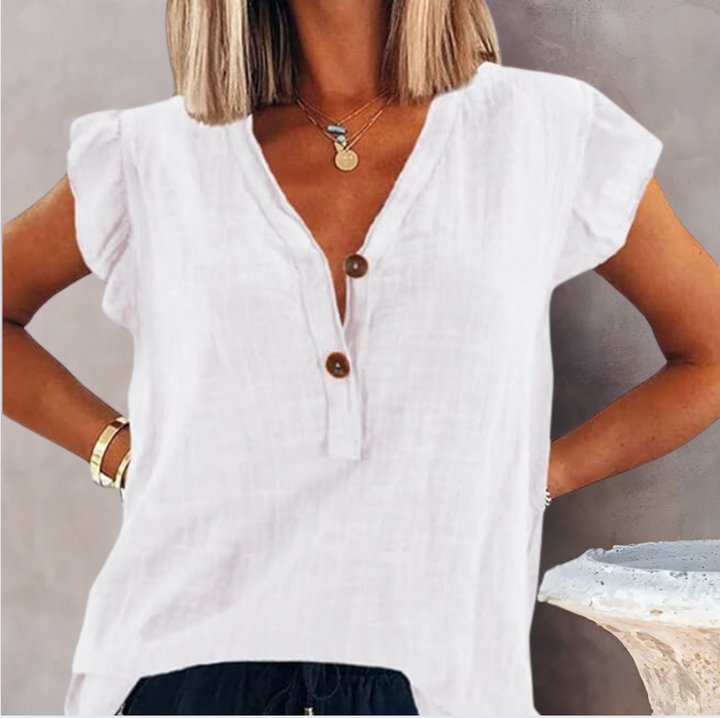 Bella Stride| Women's V Neck Tank Top Linen Blouse