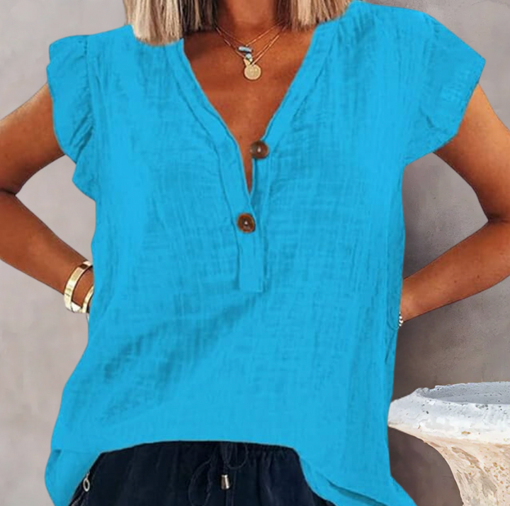 Bella Stride| Women's V Neck Tank Top Linen Blouse