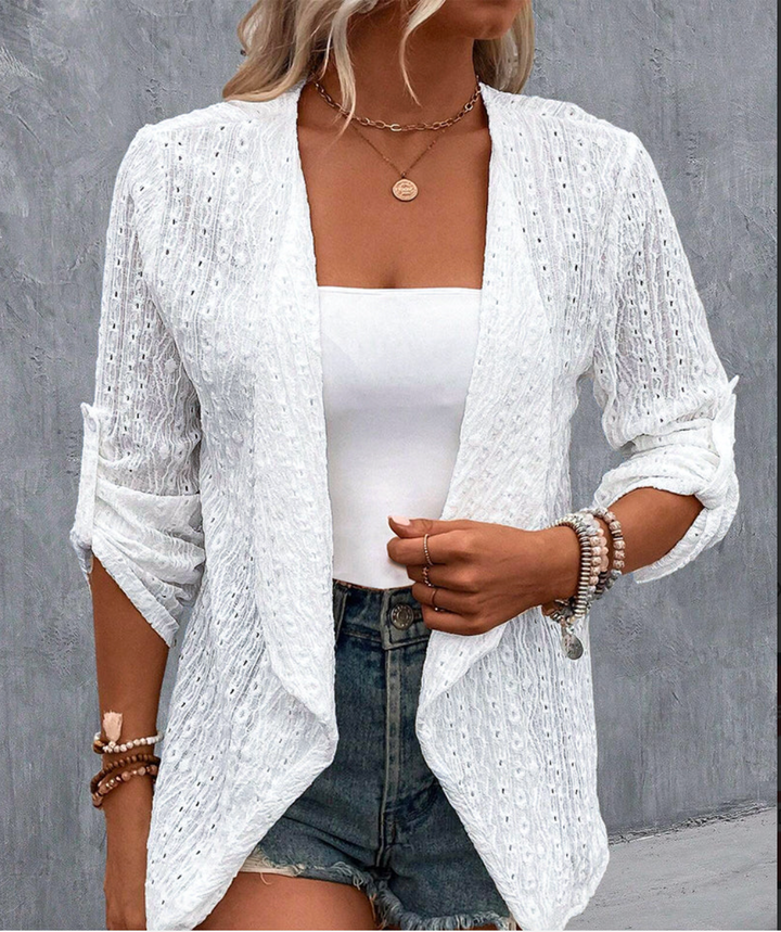 Bella Stride| Hollow Solid Colour Elegant Cardigan