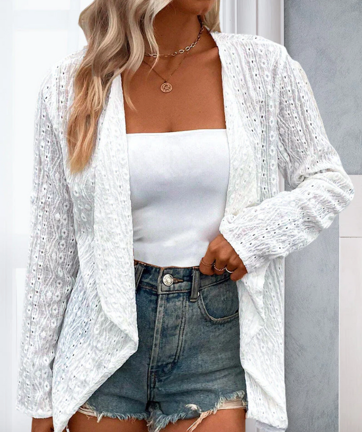 Bella Stride| Hollow Solid Colour Elegant Cardigan