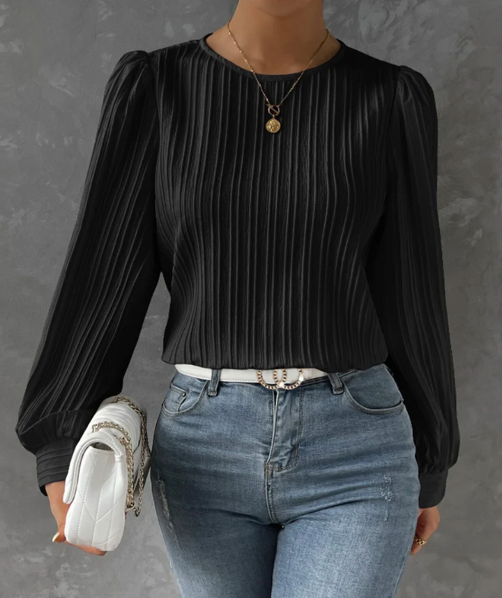 Bella Stride| Lantern Sleeve Solid Blus