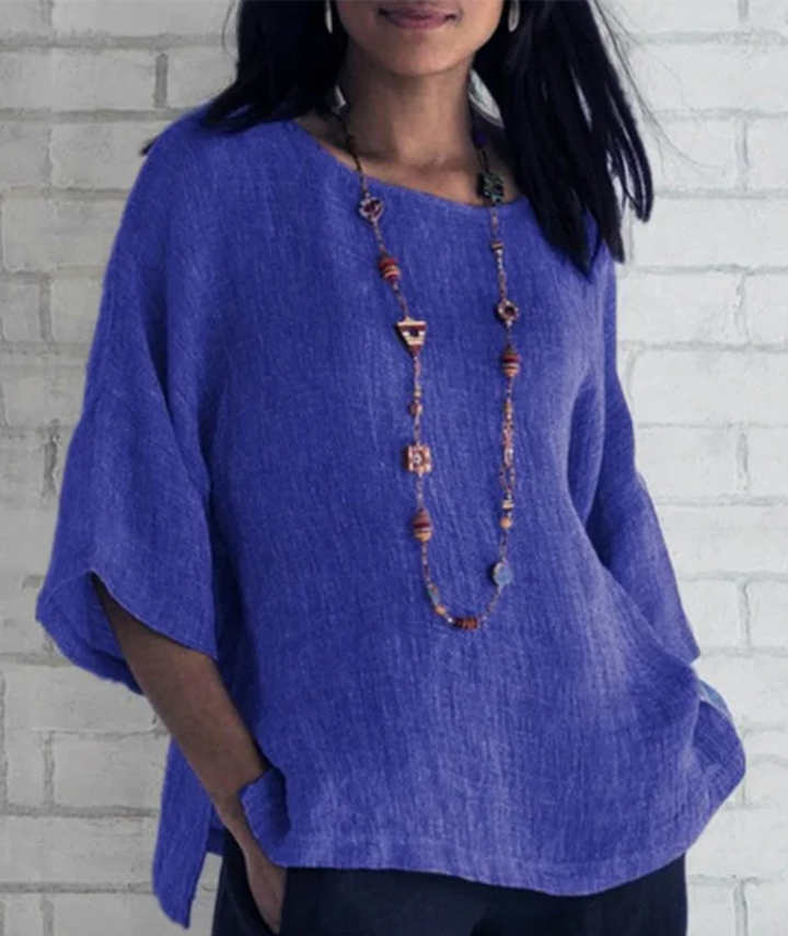 Bella Stride| Solid color top with sleeves and round neck