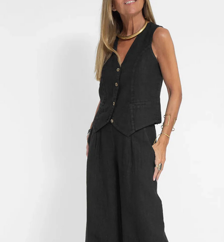 Bella Stride| Aira™ - Buttoned Vest & Wide-Leg Trousers Set