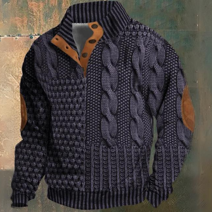 Retro Cashmere Stand Collar Button Sweatshirt