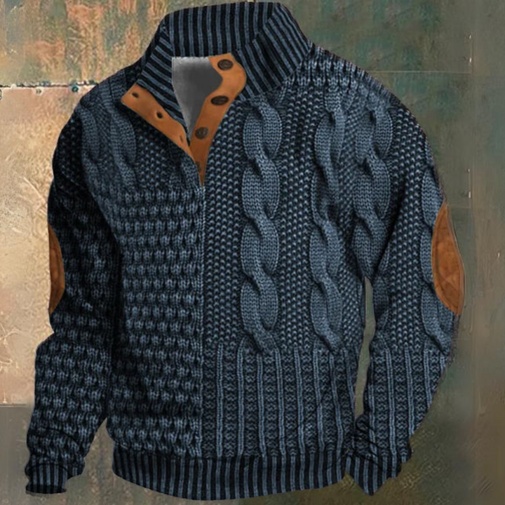 Retro Cashmere Stand Collar Button Sweatshirt