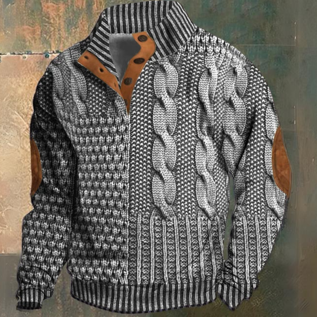 Retro Cashmere Stand Collar Button Sweatshirt