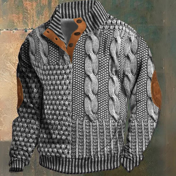 Retro Cashmere Stand Collar Button Sweatshirt