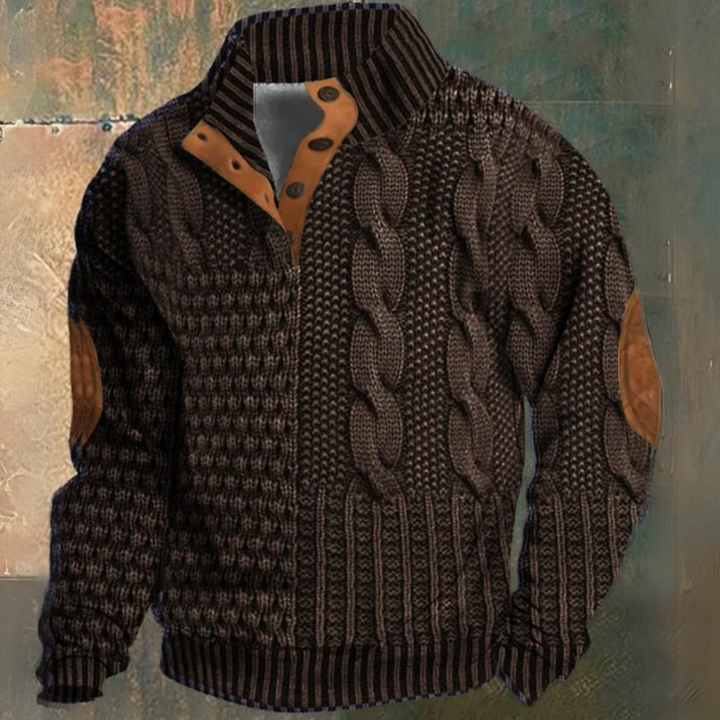 Retro Cashmere Stand Collar Button Sweatshirt