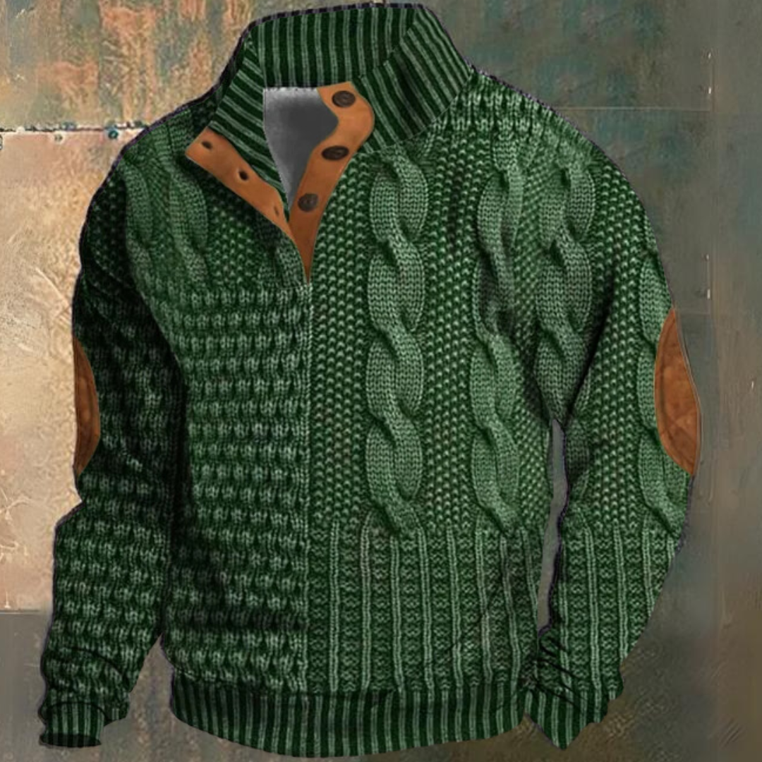 Retro Cashmere Stand Collar Button Sweatshirt
