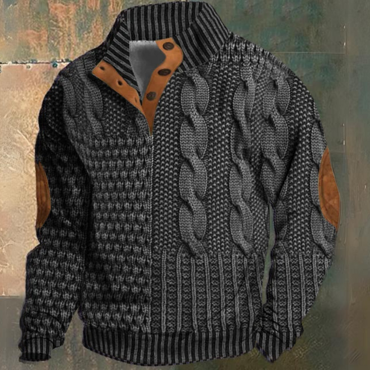 Retro Cashmere Stand Collar Button Sweatshirt