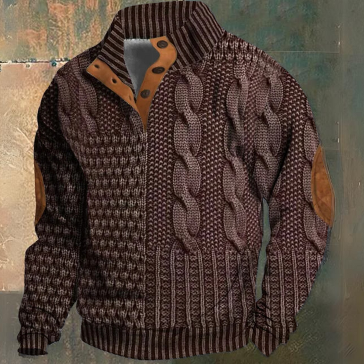 Retro Cashmere Stand Collar Button Sweatshirt