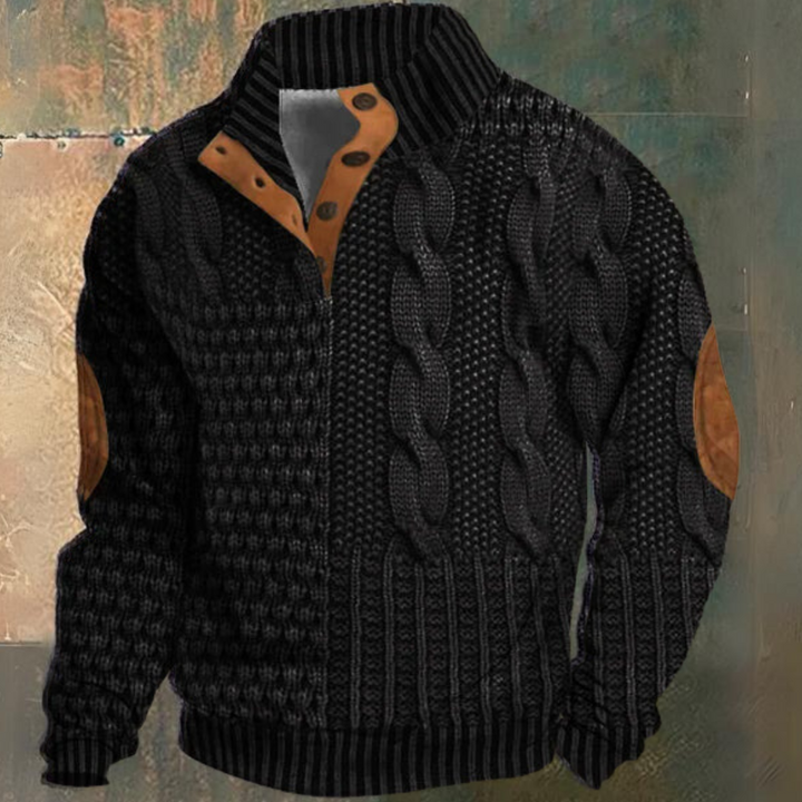 Retro Cashmere Stand Collar Button Sweatshirt