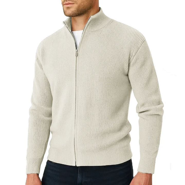 Calvin - Men's Knitted Zip-Up Cardigan