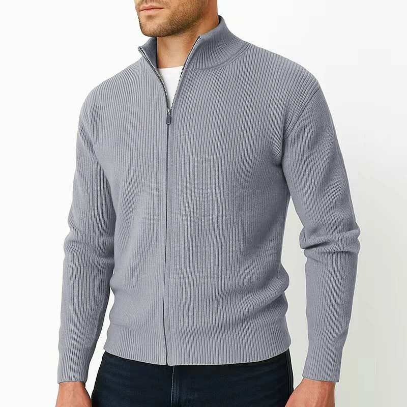 Calvin - Men's Knitted Zip-Up Cardigan